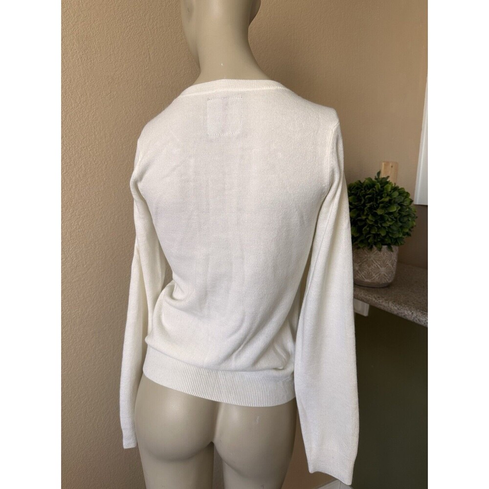 U.S. POLO ASSN. Sweater Jewel Neckline Embellish White Long Sleeve Women's Small - Picture 4 of 13
